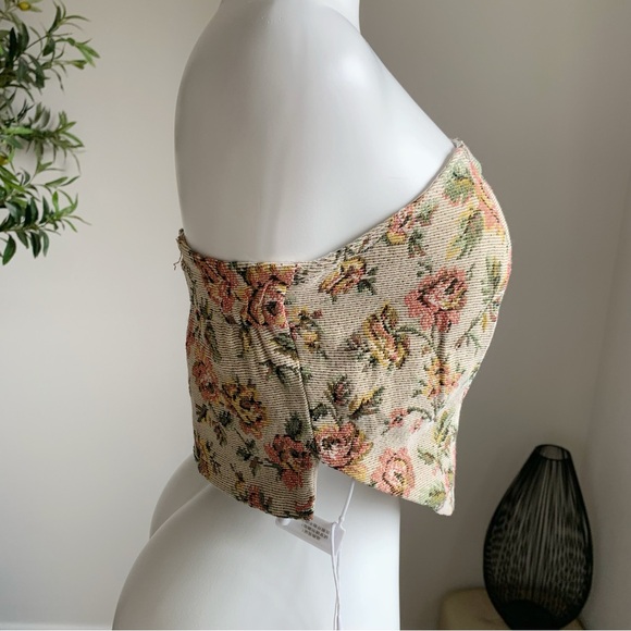 Floral Tapestry Strapless Corset Top Vintage Bustier NWT - Picture 5 of 8